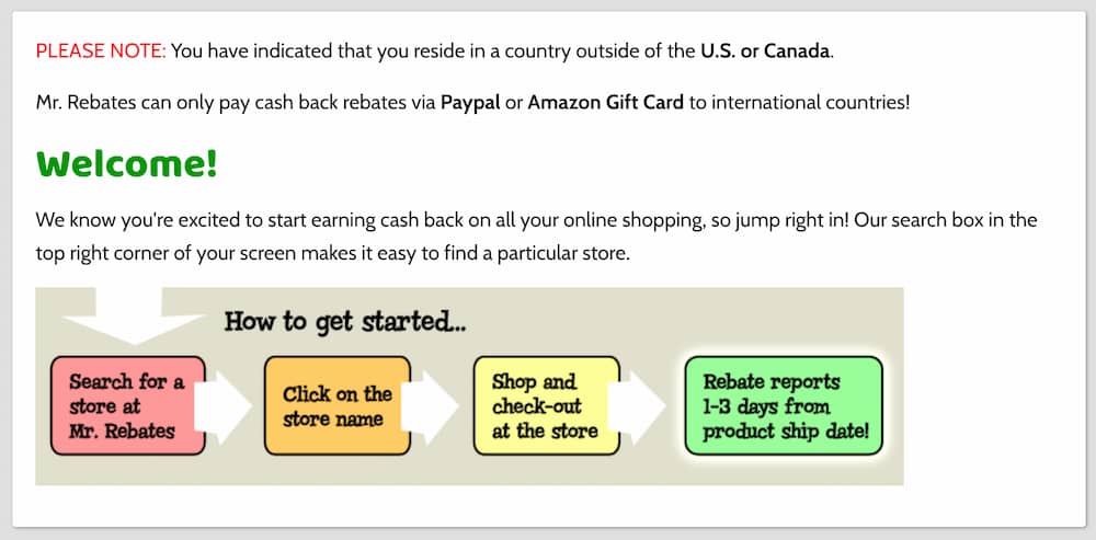 Mr.Rebates登録完了の画面